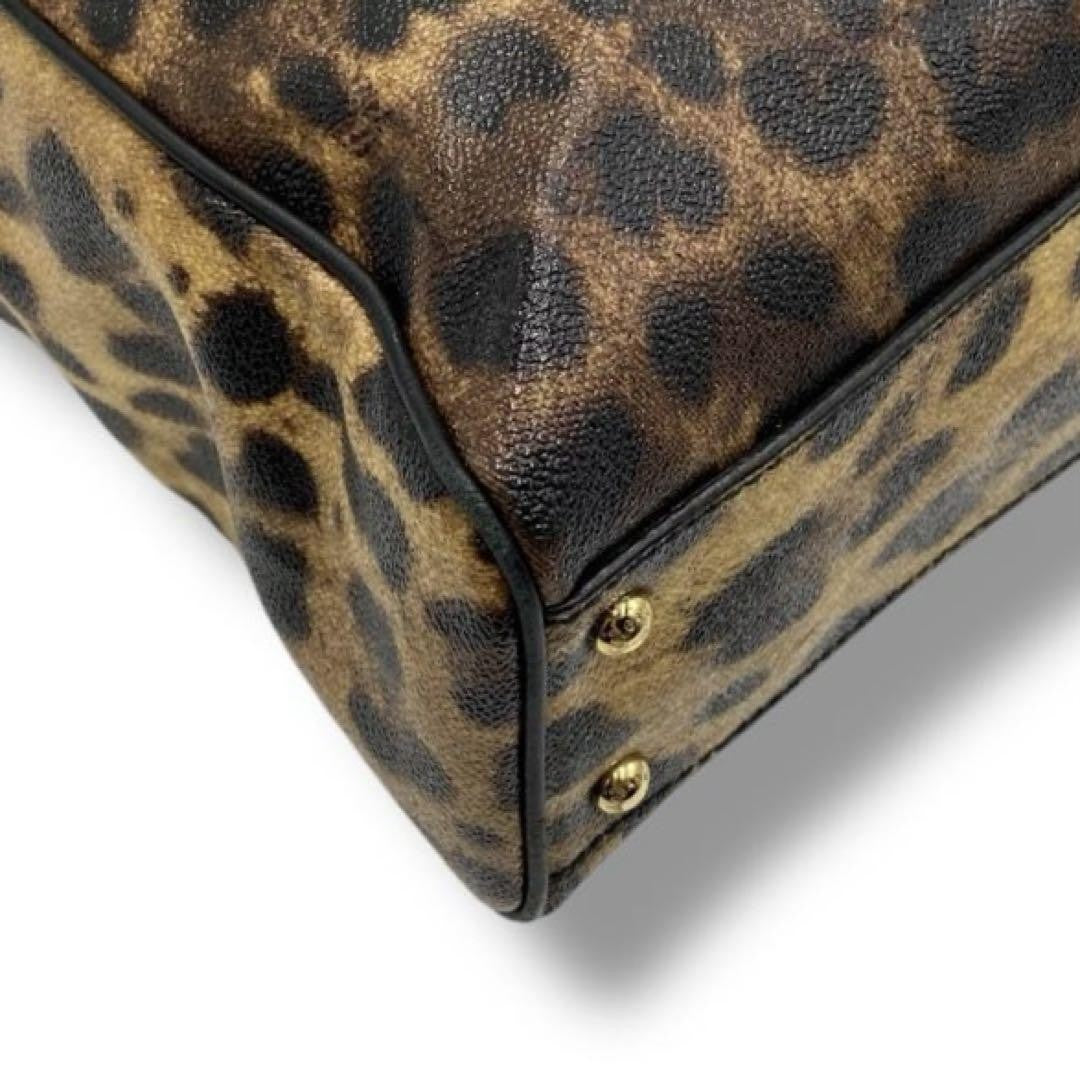 Dolce & Gabbana Hand Bag Tote Purse Leopard PVC Leather Authentic