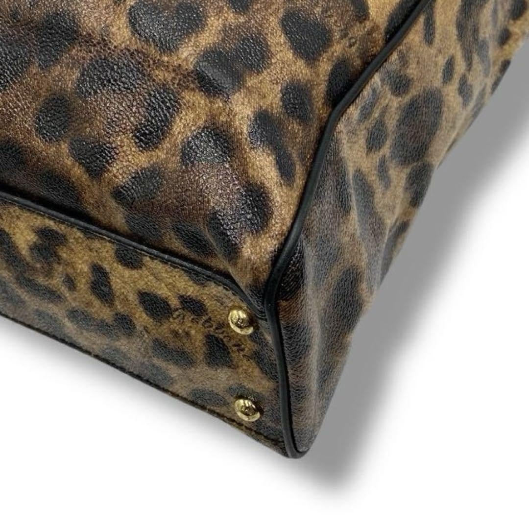 Dolce & Gabbana Hand Bag Tote Purse Leopard PVC Leather Authentic