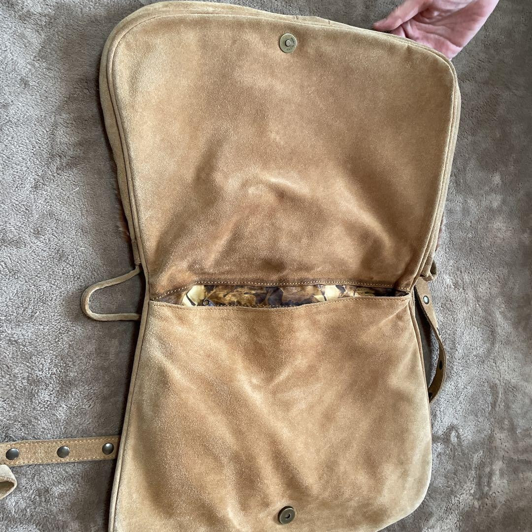 Dolce & Gabbana Shoulder Bag Purse Fur Suede Brown Authentic