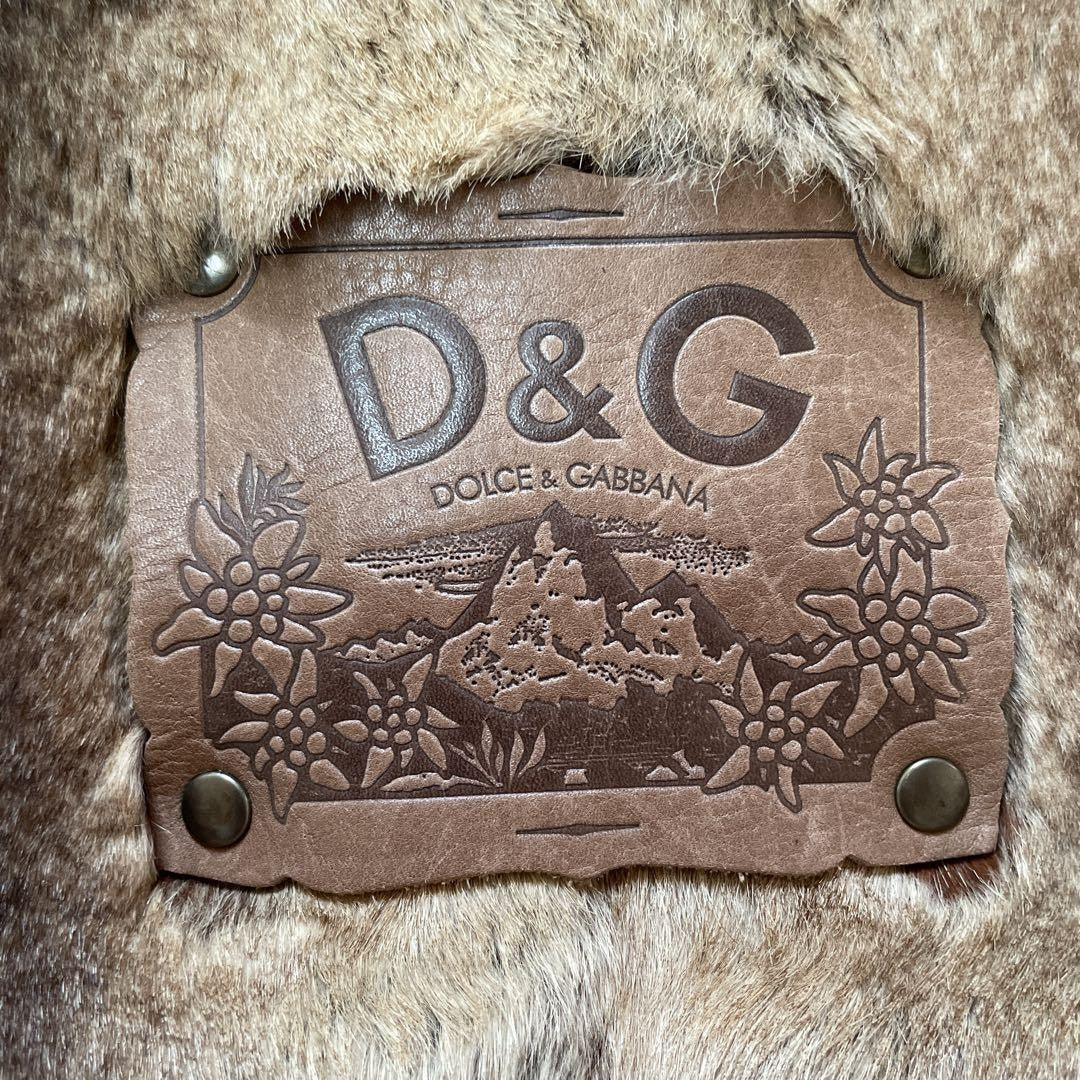 Dolce & Gabbana Shoulder Bag Purse Fur Suede Brown Authentic