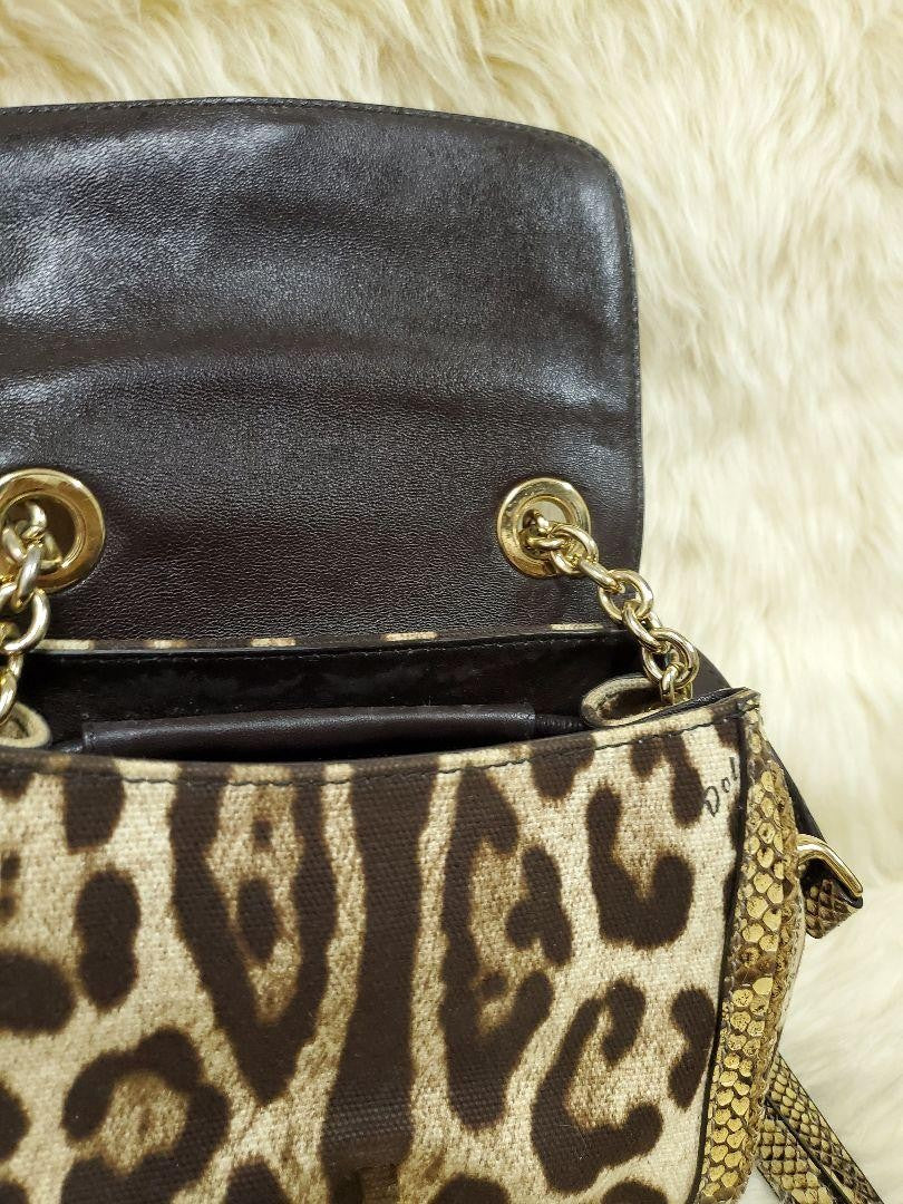 Dolce & Gabbana Shoulder Bag Purse Leopard Brown Beige Authentic