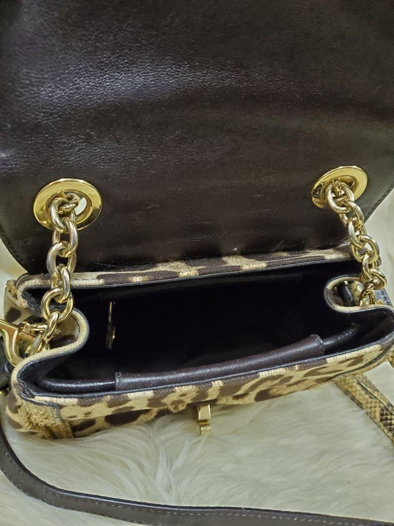 Dolce & Gabbana Shoulder Bag Purse Leopard Brown Beige Authentic