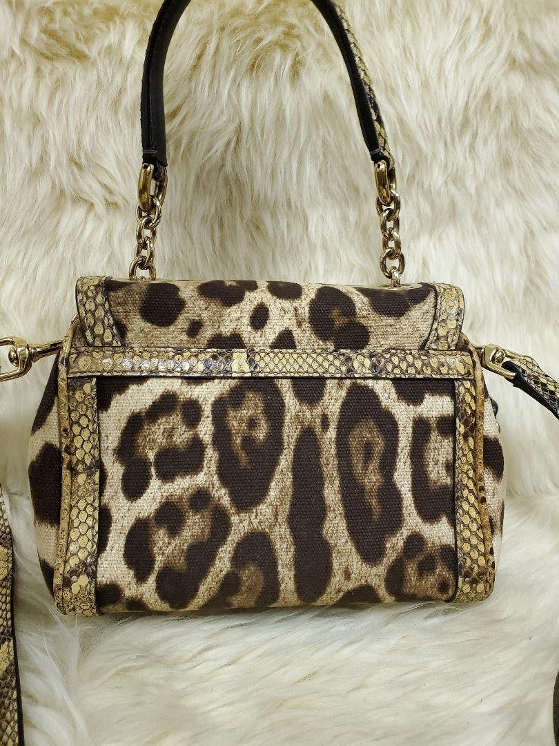 Dolce & Gabbana Shoulder Bag Purse Leopard Brown Beige Authentic