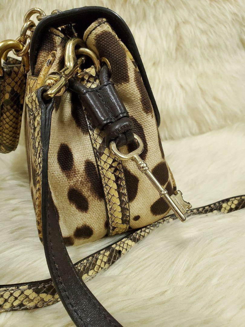 Dolce & Gabbana Shoulder Bag Purse Leopard Brown Beige Authentic
