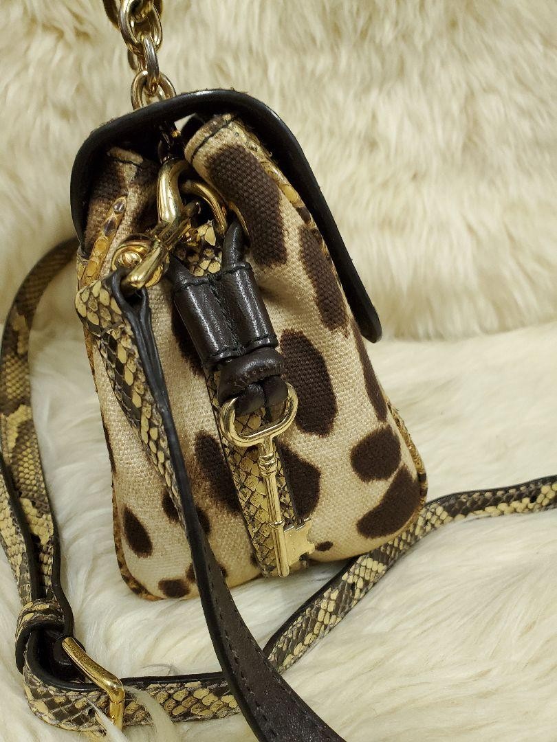 Dolce & Gabbana Shoulder Bag Purse Leopard Brown Beige Authentic