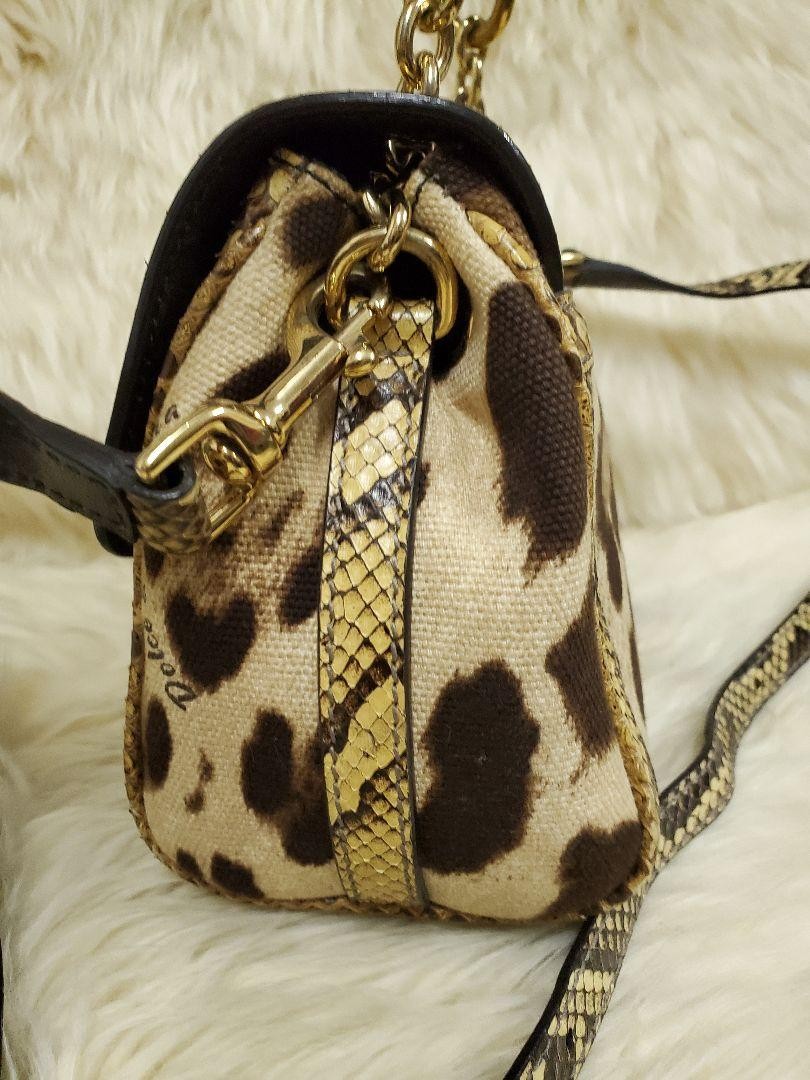 Dolce & Gabbana Shoulder Bag Purse Leopard Brown Beige Authentic