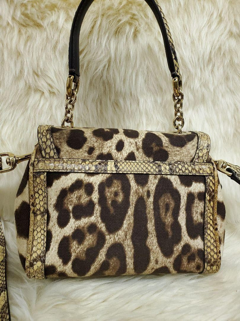 Dolce & Gabbana Shoulder Bag Purse Leopard Brown Beige Authentic