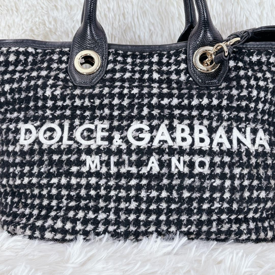 Dolce & Gabbana Hand Bag Tote Purse Black White Authentic