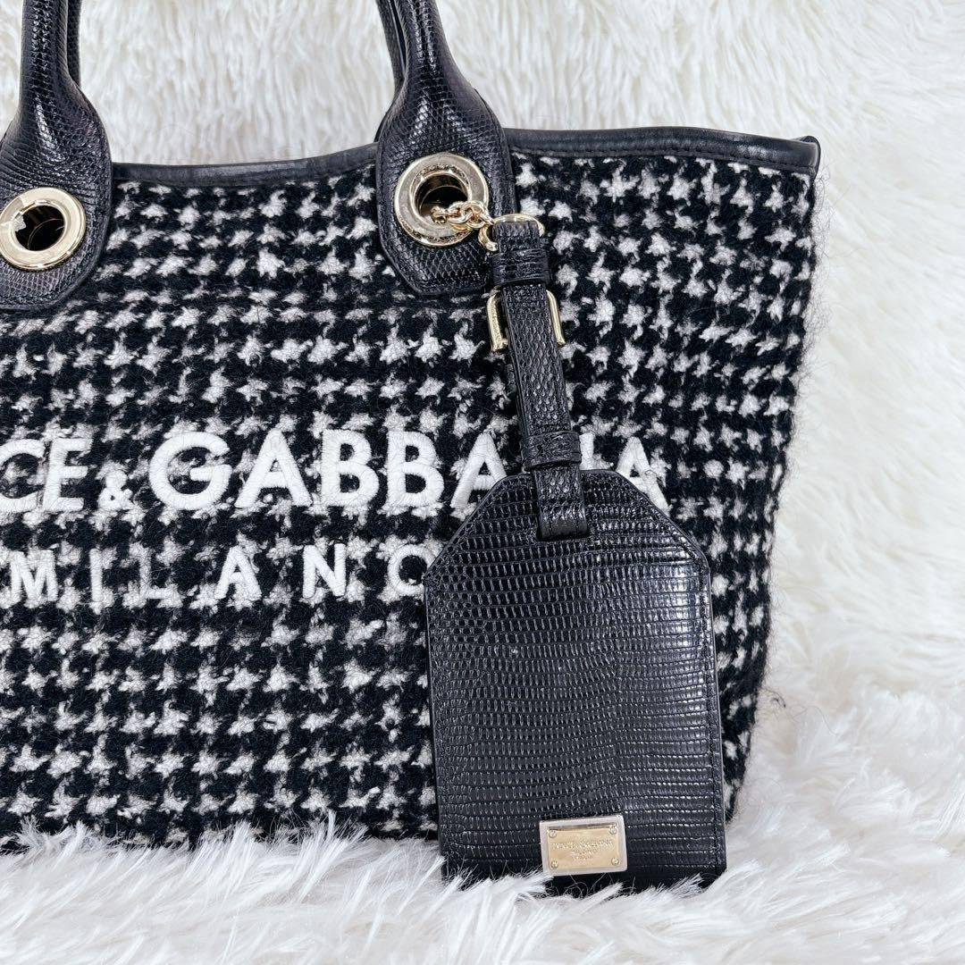Dolce & Gabbana Hand Bag Tote Purse Black White Authentic