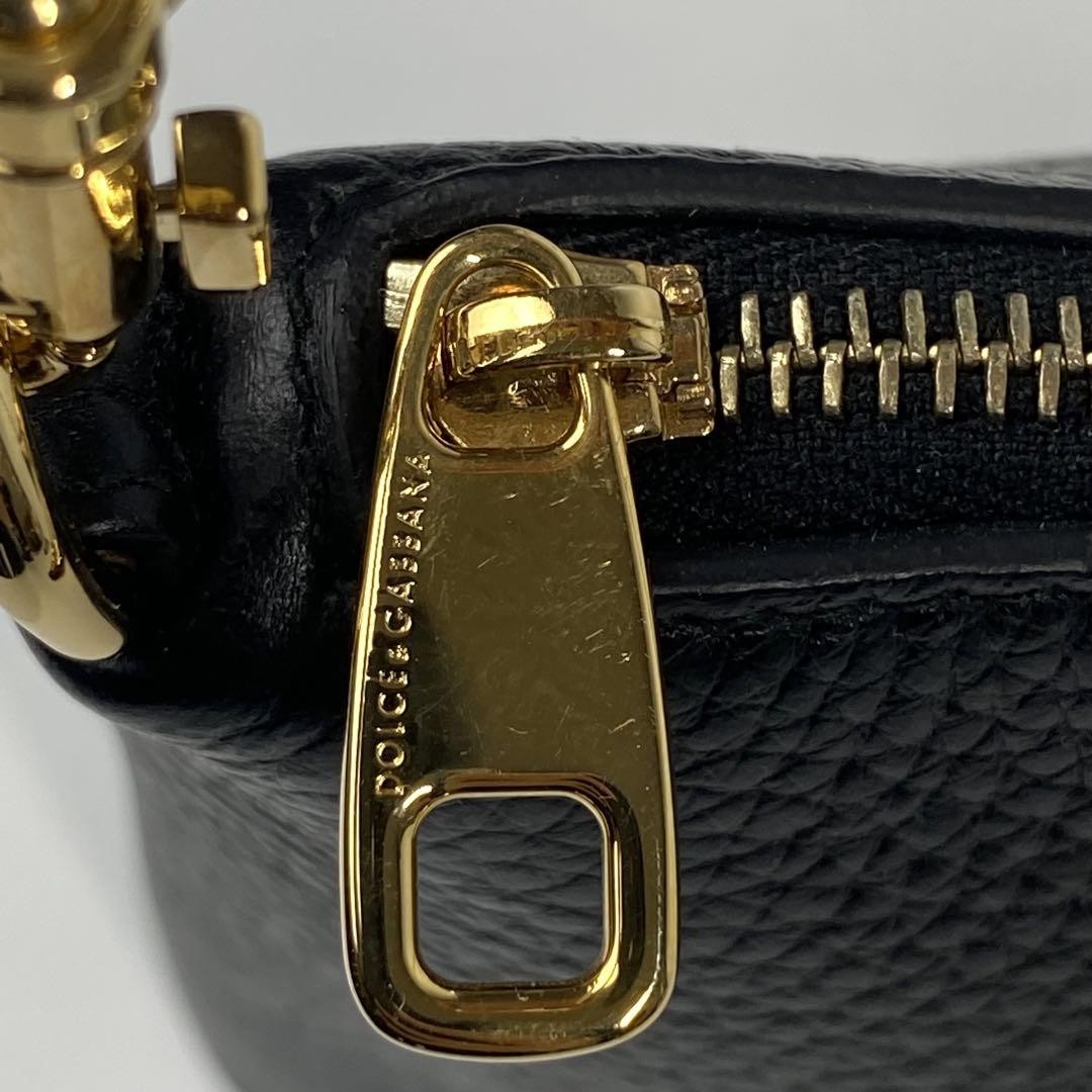 Dolce & Gabbana Accessory Pouch Hand Bag Tote Purse Leopard Leather Black Auth