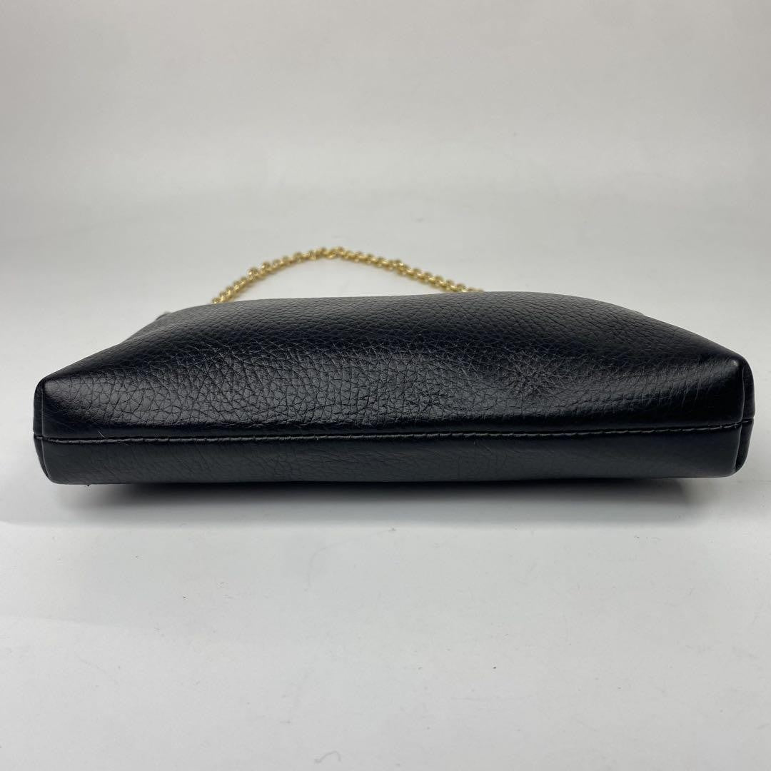 Dolce & Gabbana Accessory Pouch Hand Bag Tote Purse Leopard Leather Black Auth