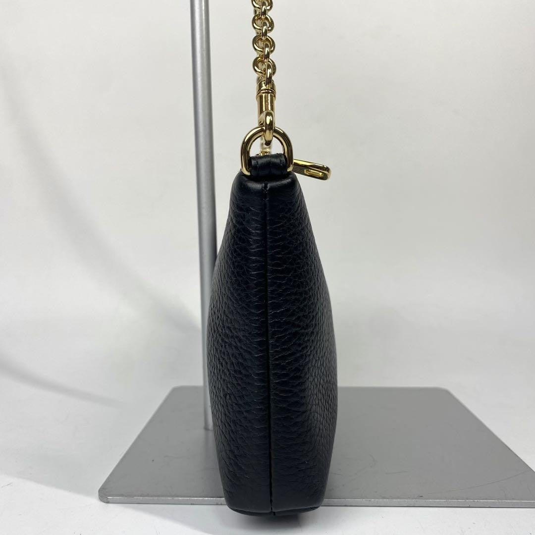 Dolce & Gabbana Accessory Pouch Hand Bag Tote Purse Leopard Leather Black Auth