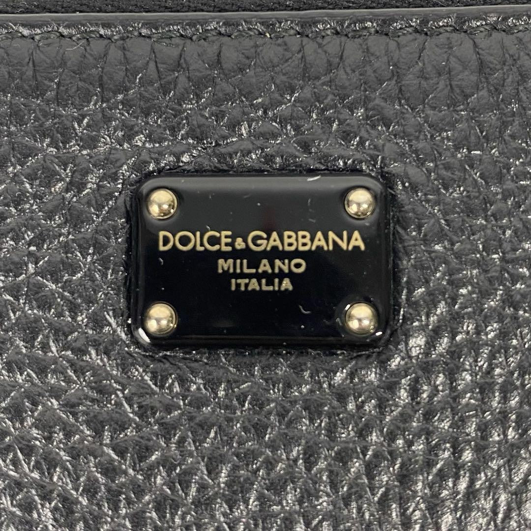 Dolce & Gabbana Accessory Pouch Hand Bag Tote Purse Leopard Leather Black Auth