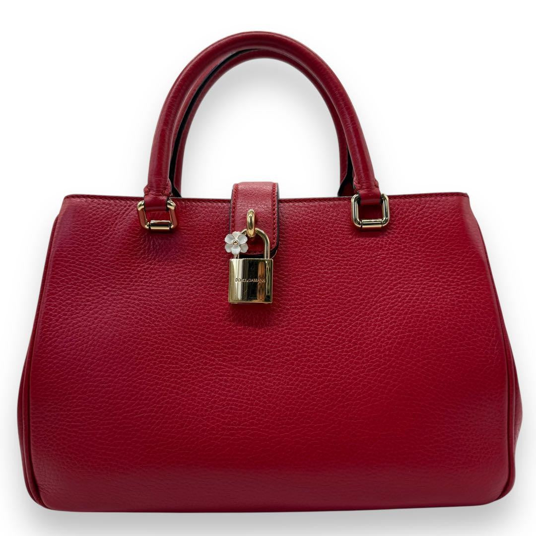 Dolce & Gabbana Hand Shoulder Bag Tote Purse 2way Leather Red Authentic