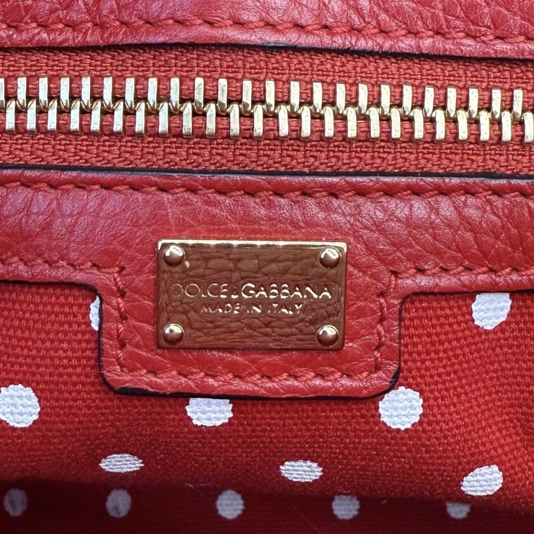 Dolce & Gabbana Hand Shoulder Bag Tote Purse 2way Leather Red Authentic