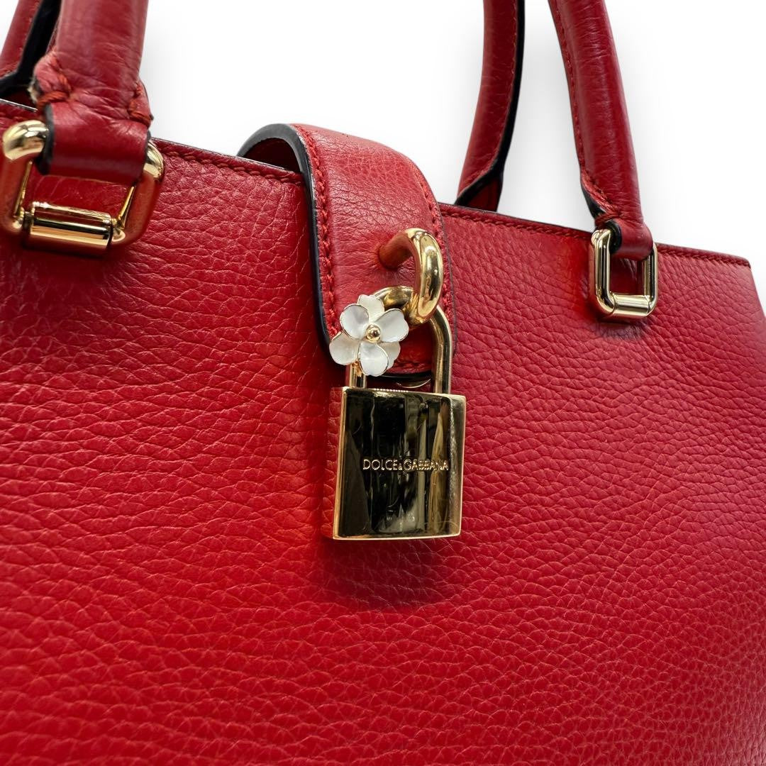 Dolce & Gabbana Hand Shoulder Bag Tote Purse 2way Leather Red Authentic