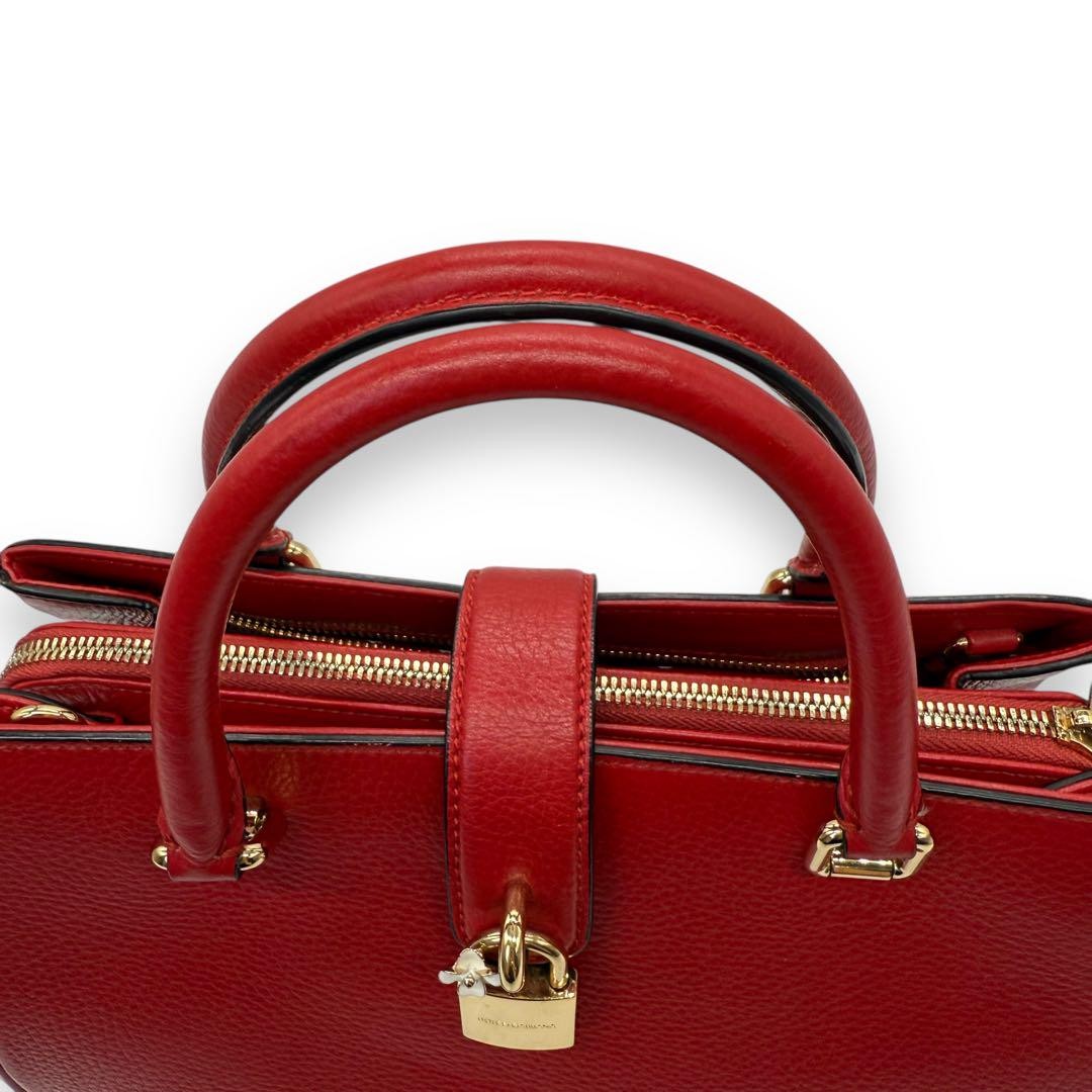 Dolce & Gabbana Hand Shoulder Bag Tote Purse 2way Leather Red Authentic