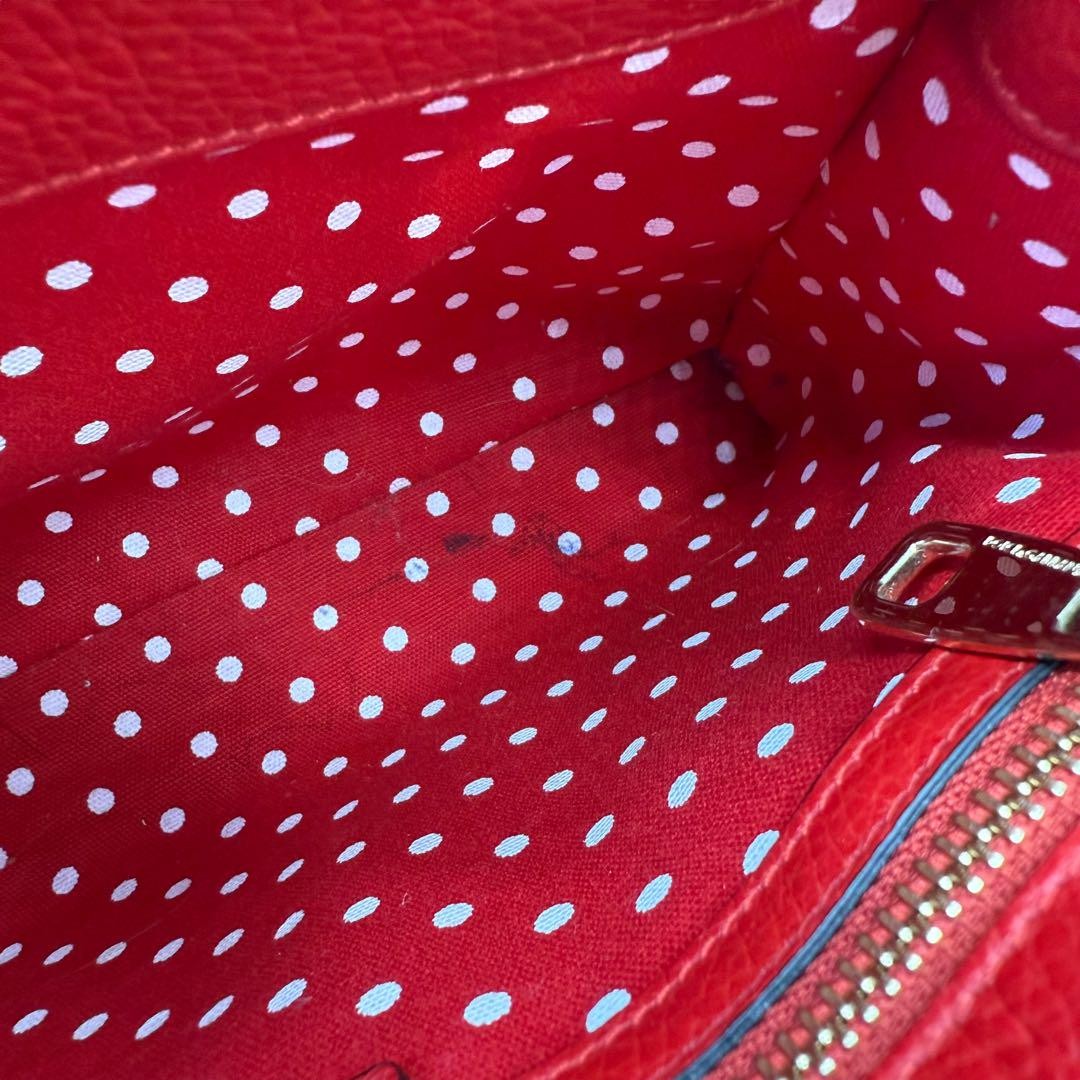 Dolce & Gabbana Hand Shoulder Bag Tote Purse 2way Leather Red Authentic