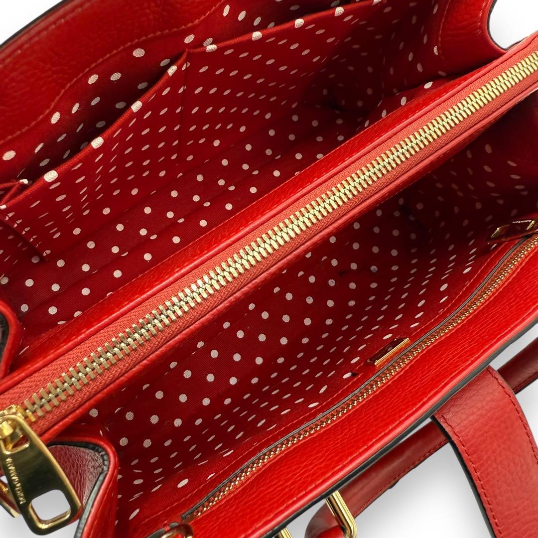 Dolce & Gabbana Hand Shoulder Bag Tote Purse 2way Leather Red Authentic