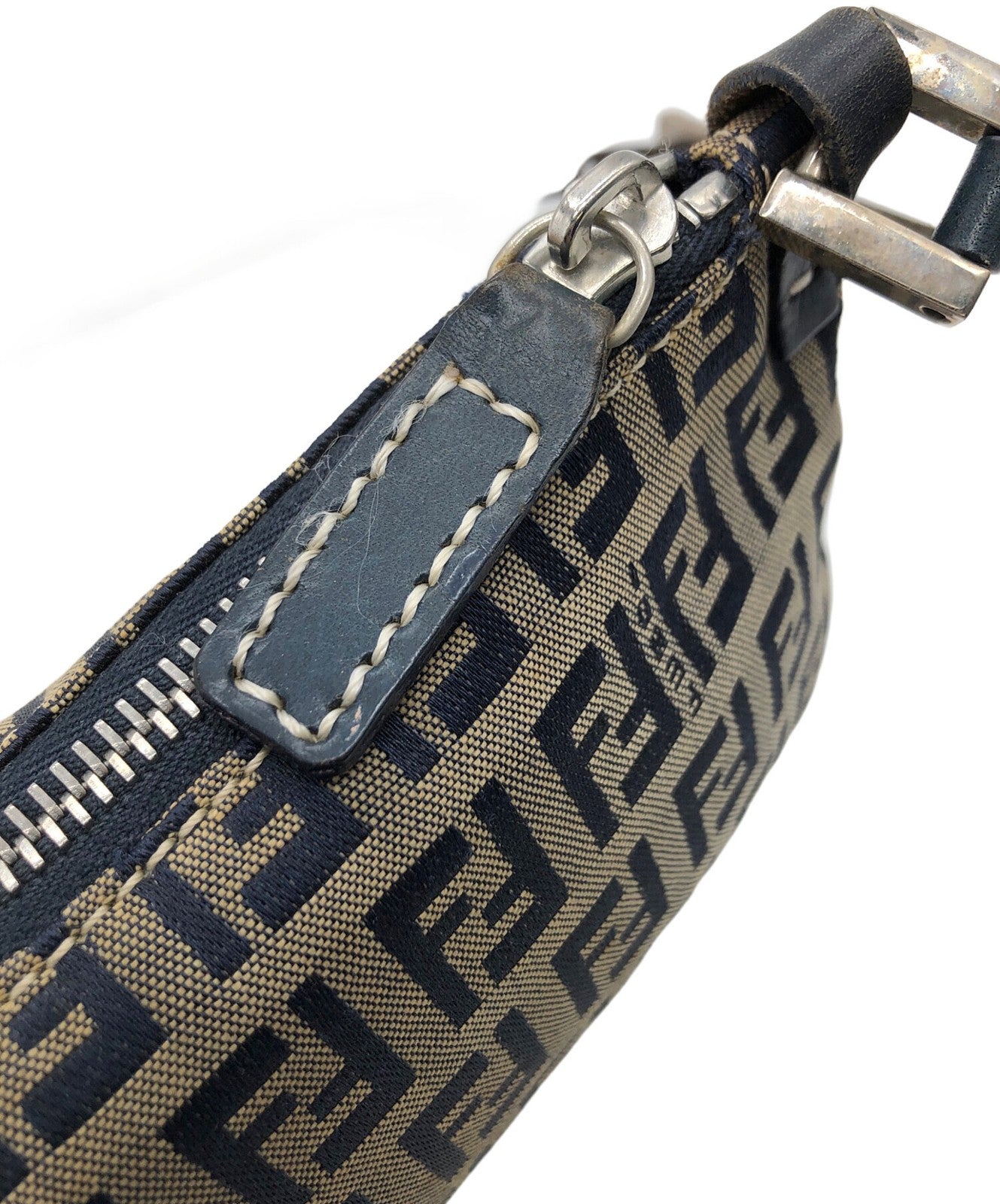 FENDI Shoulder Bag Purse FF Zucca Brown Authentic