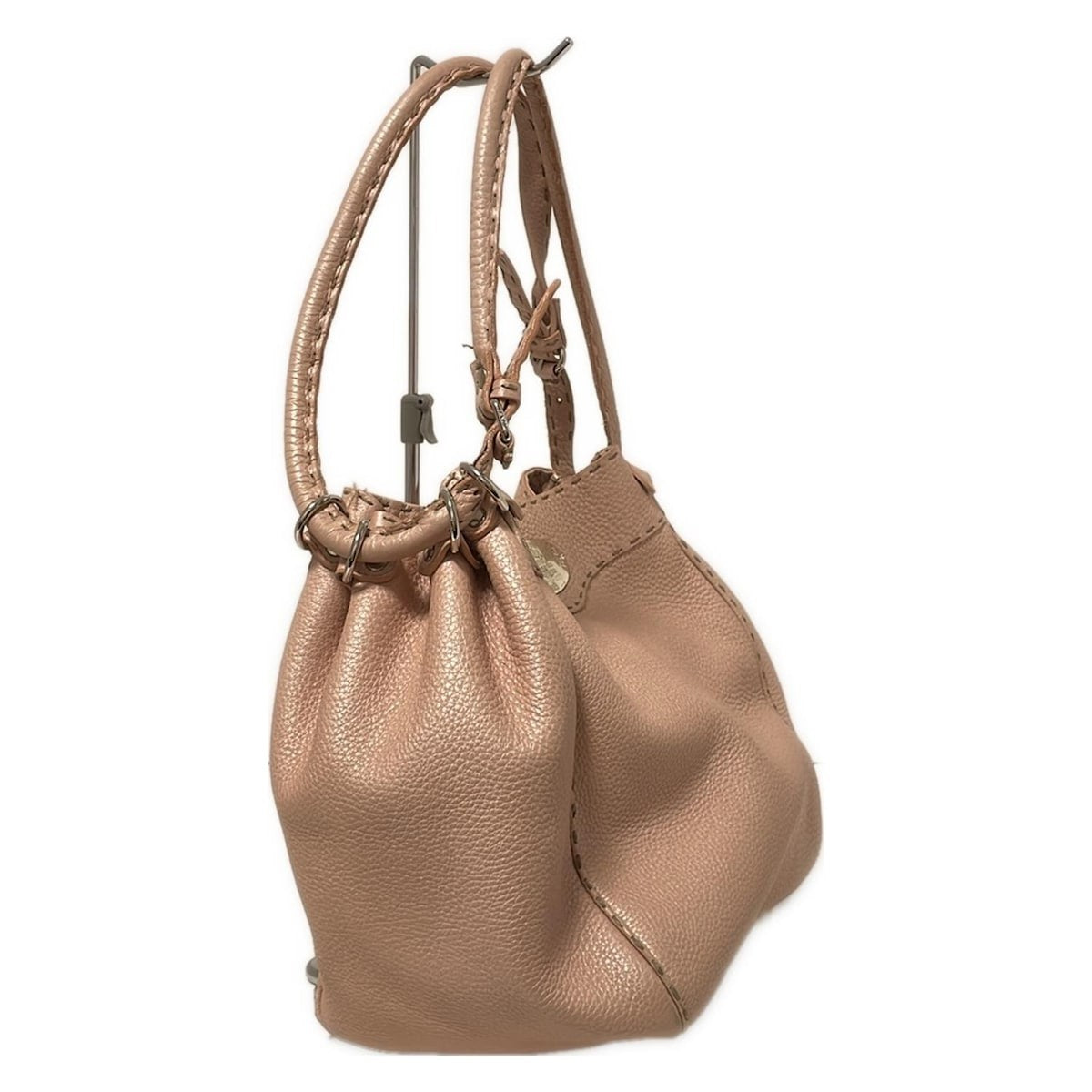 FENDI Hand Bag Tote Purse Selleria Leather Light Pink Authentic