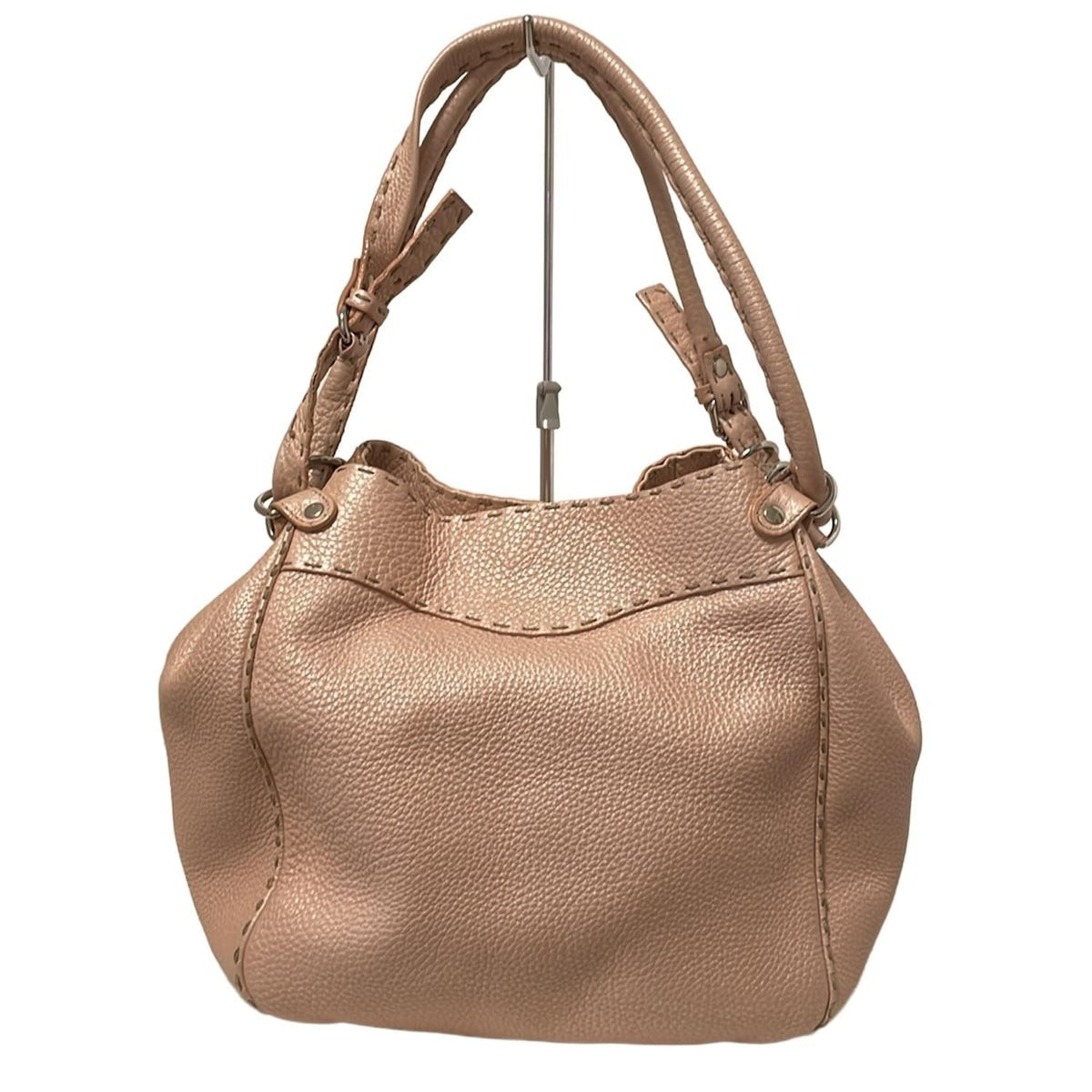 FENDI Hand Bag Tote Purse Selleria Leather Light Pink Authentic