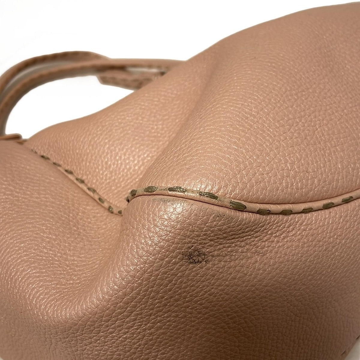 FENDI Hand Bag Tote Purse Selleria Leather Light Pink Authentic