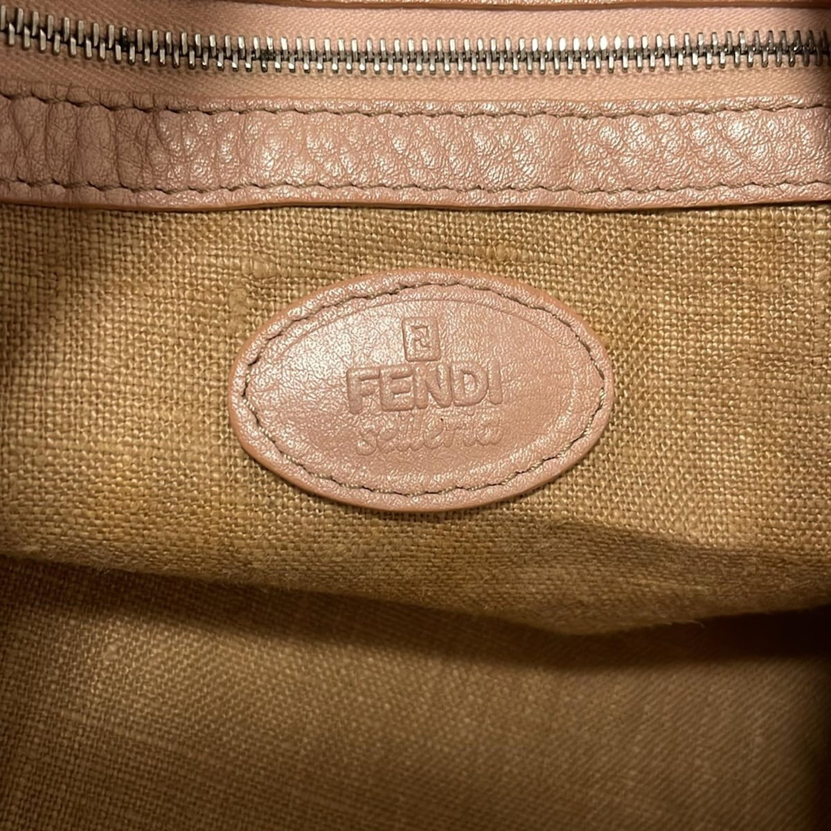 FENDI Hand Bag Tote Purse Selleria Leather Light Pink Authentic