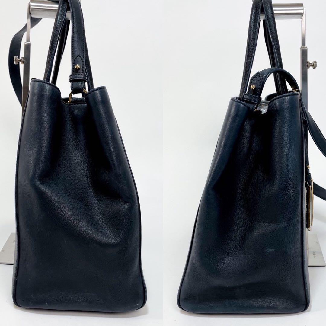 FENDI Hand Shoulder Bag Tote Purse 2way Leather Black Authentic
