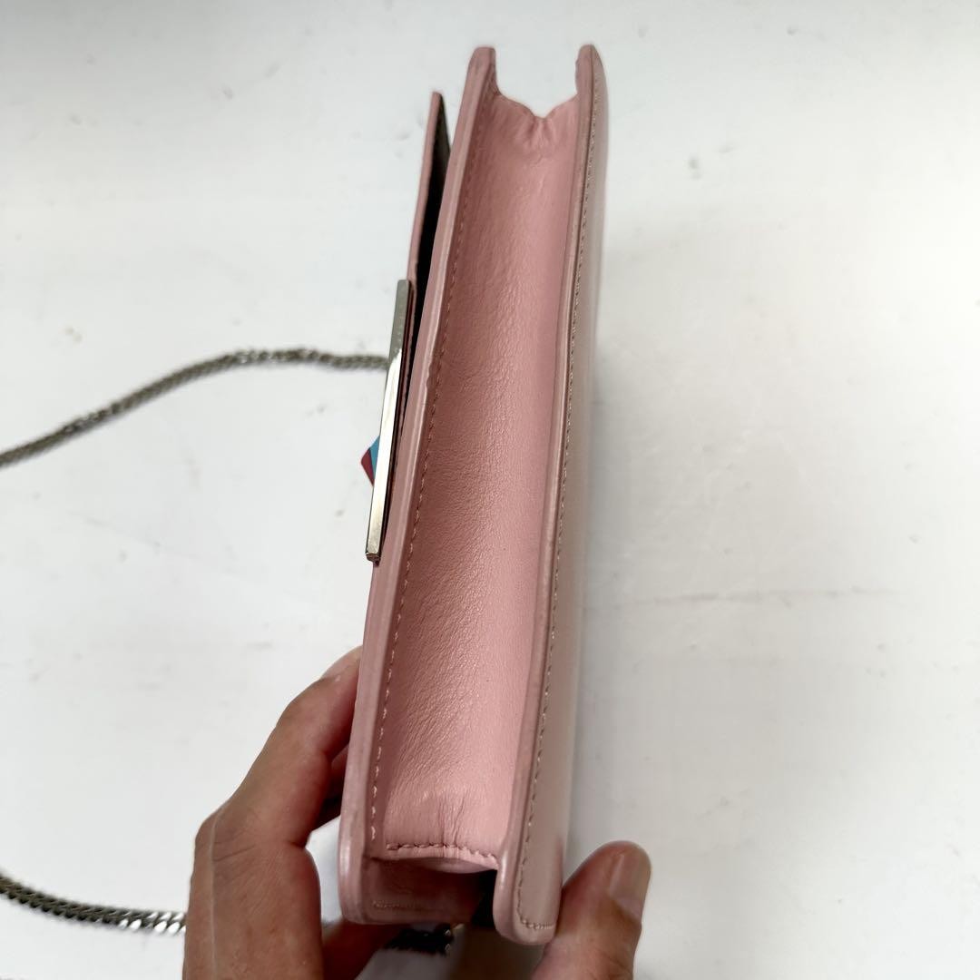 FENDI Shoulder Bag Purse Monster Leather Pink Authentic