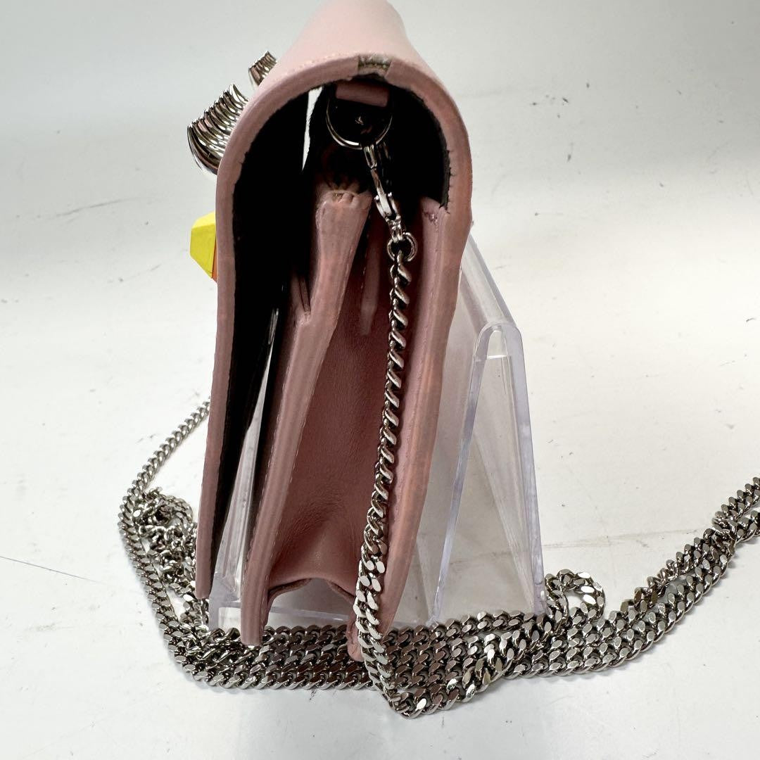 FENDI Shoulder Bag Purse Monster Leather Pink Authentic