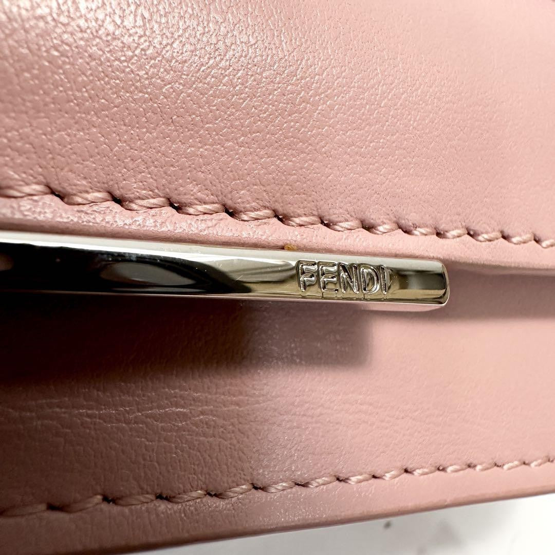 FENDI Shoulder Bag Purse Monster Leather Pink Authentic