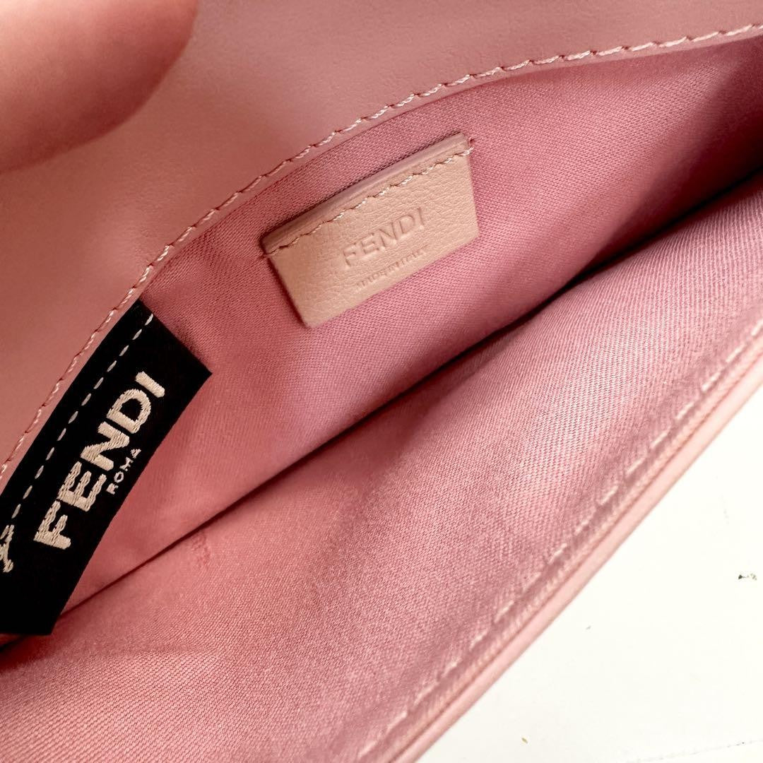FENDI Shoulder Bag Purse Monster Leather Pink Authentic