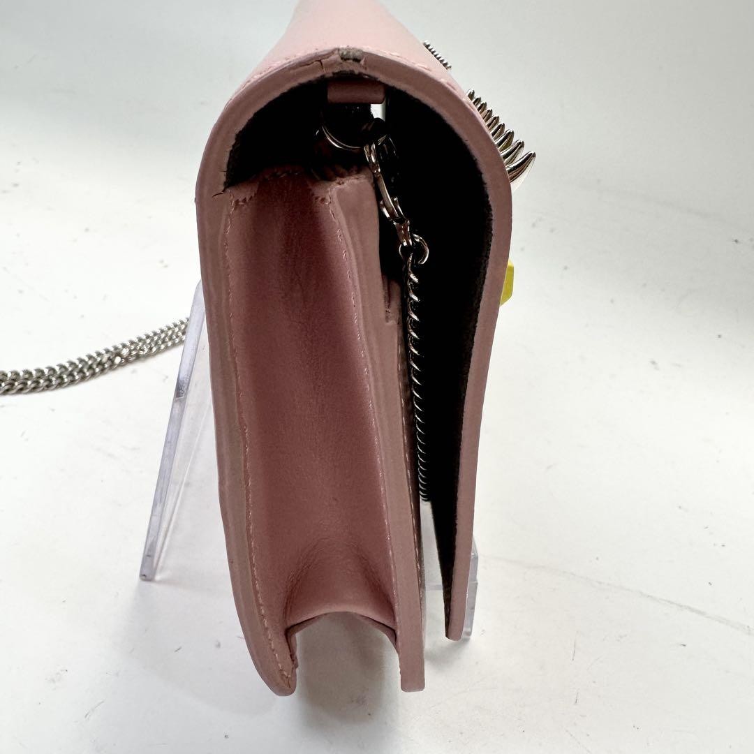 FENDI Shoulder Bag Purse Monster Leather Pink Authentic