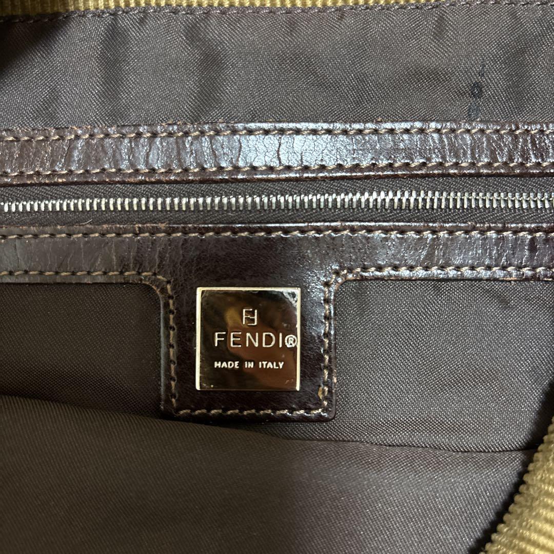 FENDI Hand Bag Tote Purse FF Corduroy Authentic