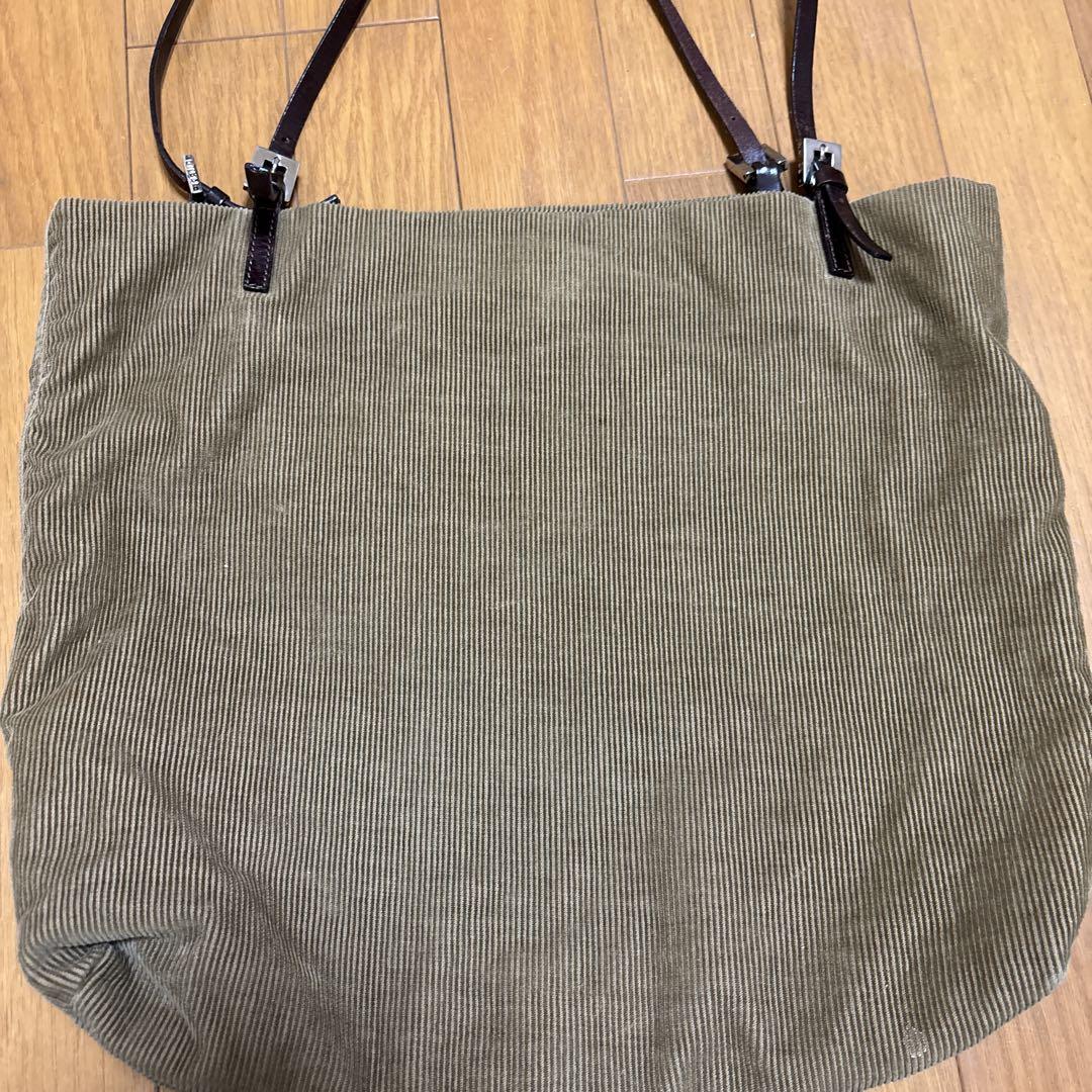 FENDI Hand Bag Tote Purse FF Corduroy Authentic