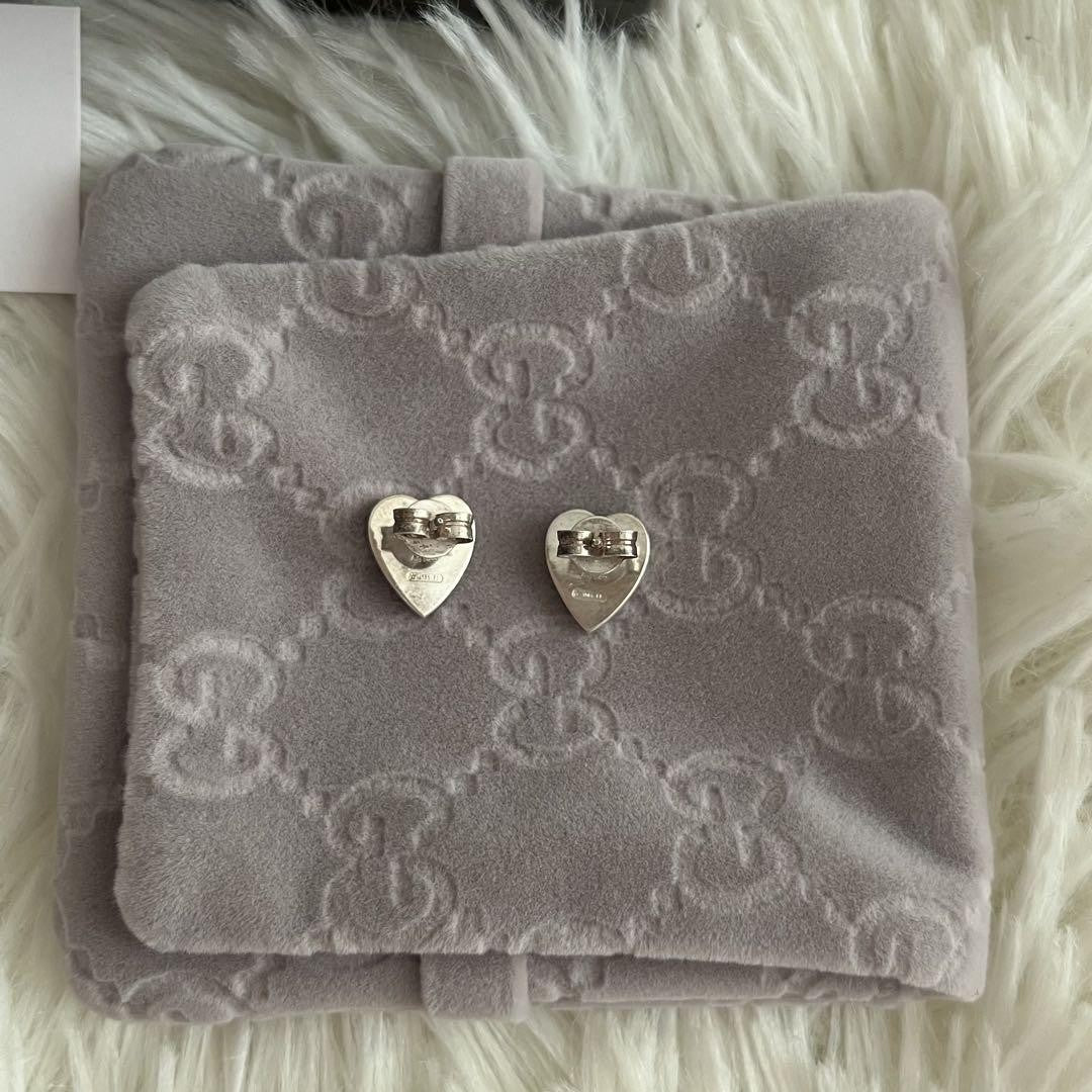 GUCCI Earrings Heart Silver Women Accessory Authentic