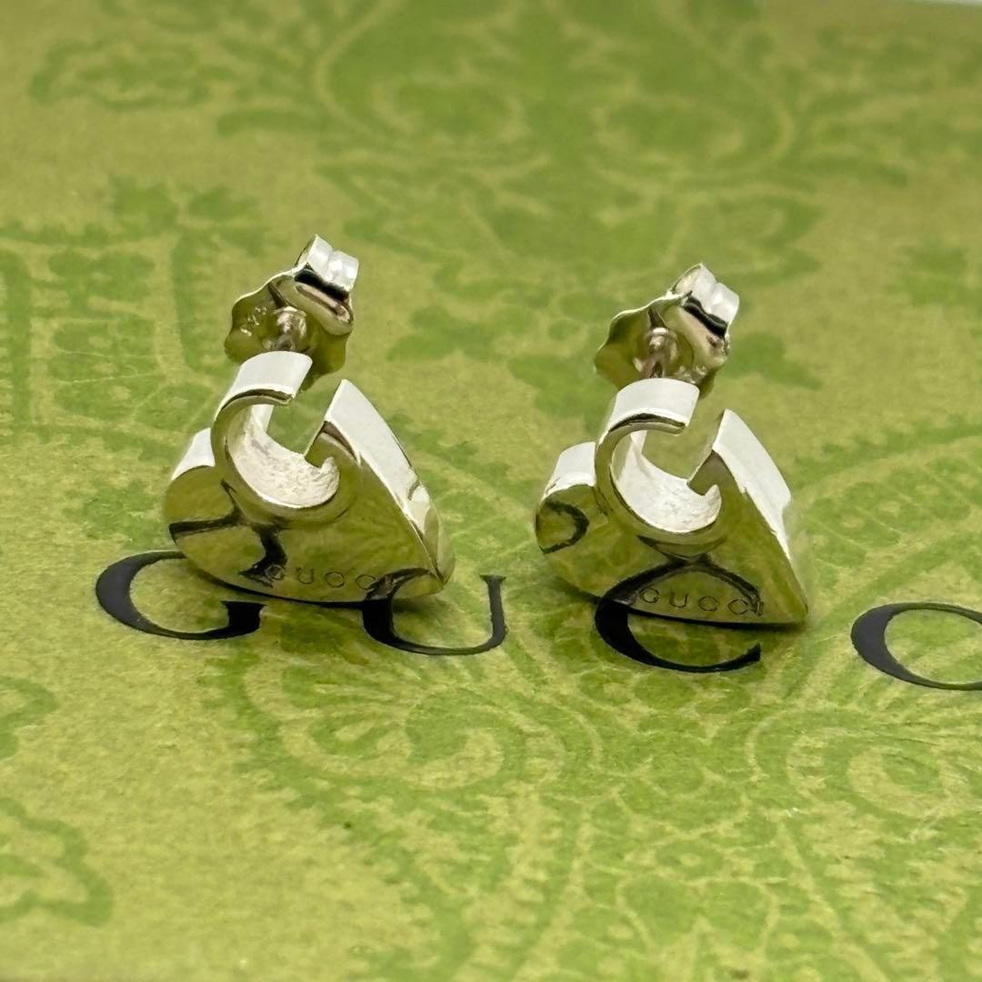 GUCCI Earrings Heart G logo Silver 925 Women Accessory Authentic