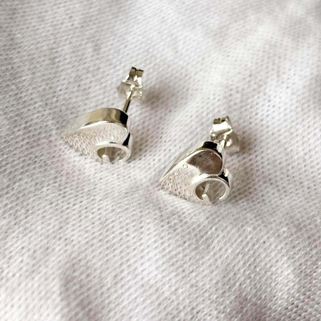 GUCCI Earrings Heart G logo Silver 925 Women Accessory Authentic