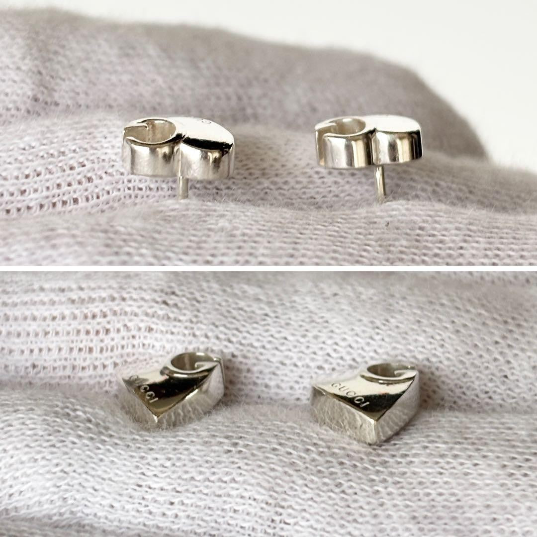 GUCCI Earrings Heart G logo Silver 925 Women Accessory Authentic