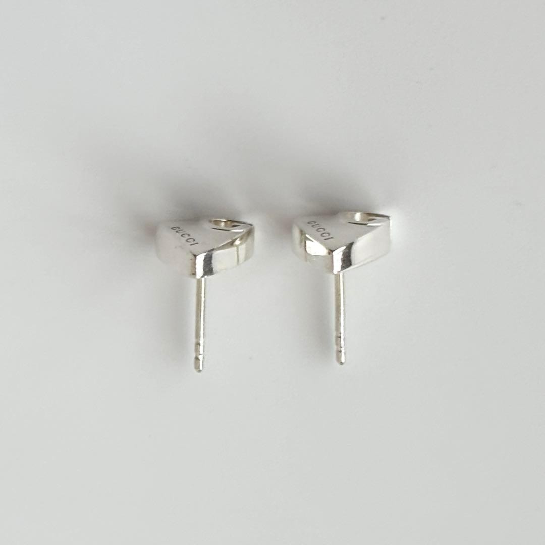 GUCCI Earrings Heart G logo Silver 925 Women Accessory Authentic