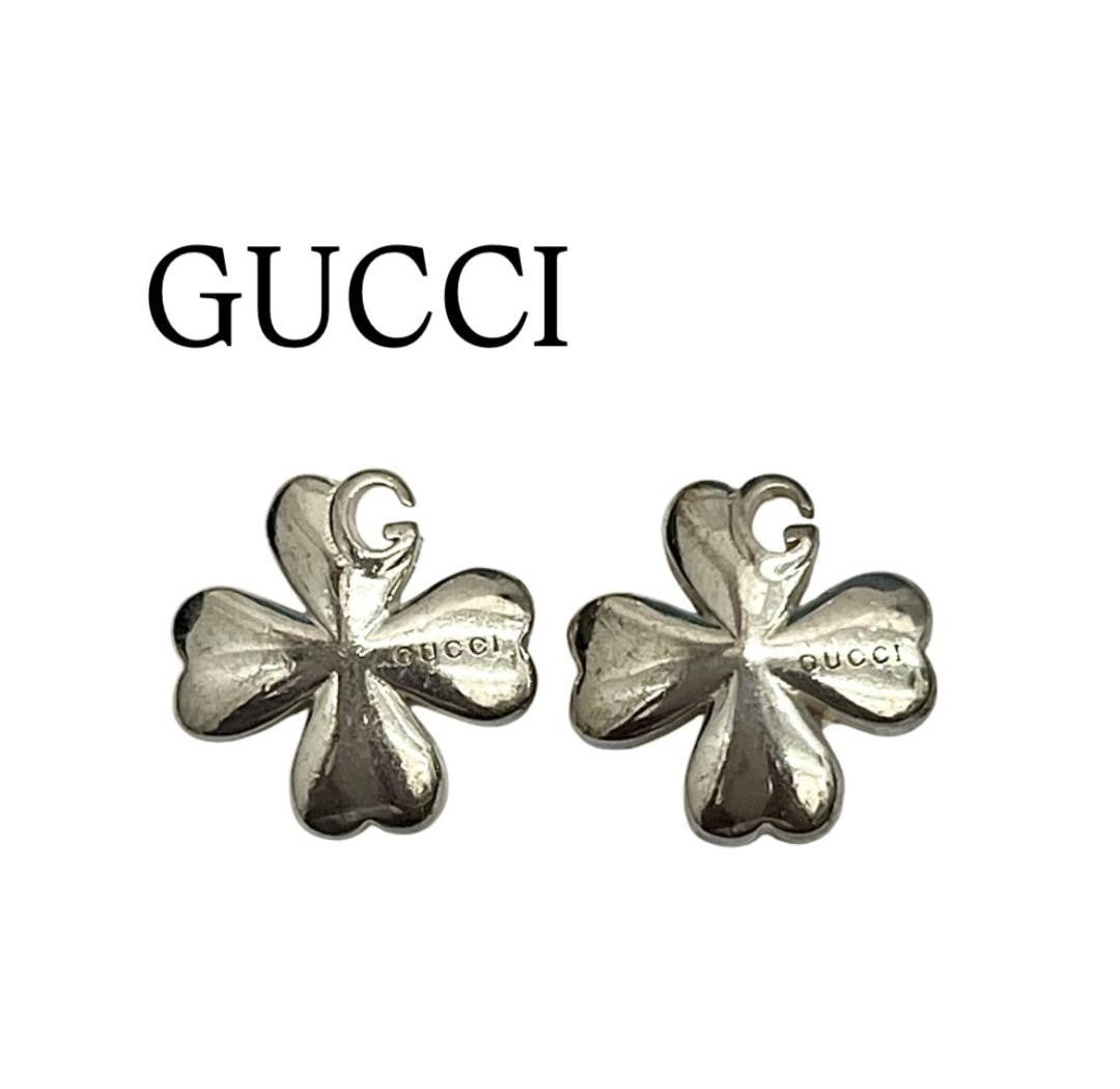 GUCCI Earrings Clover Silver 925 Women Accessory Authentic