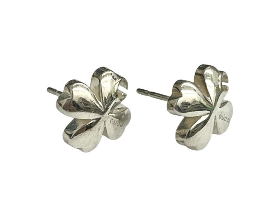 GUCCI Earrings Clover Silver 925 Women Accessory Authentic