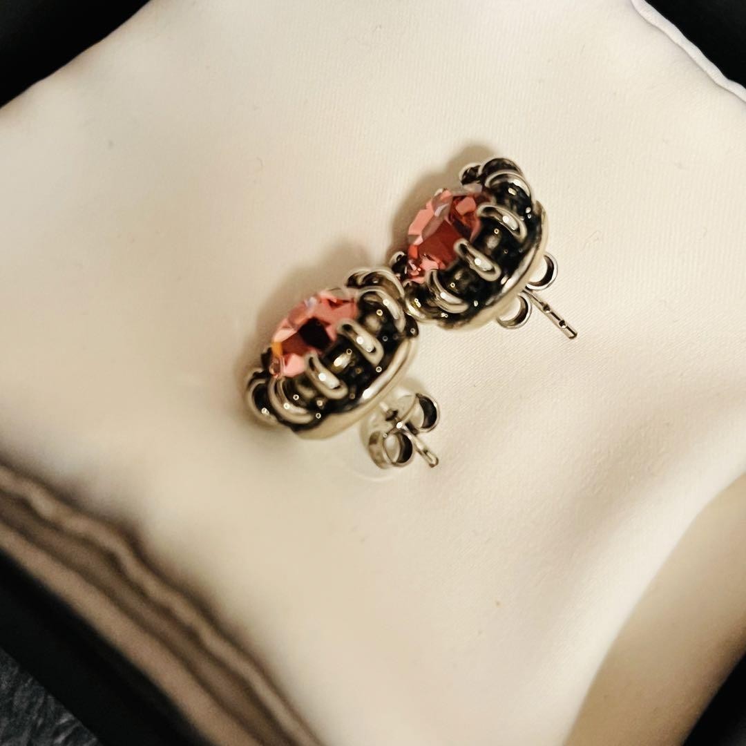 GUCCI Earrings Rhinestone Black Pink Women Accessory Authentic