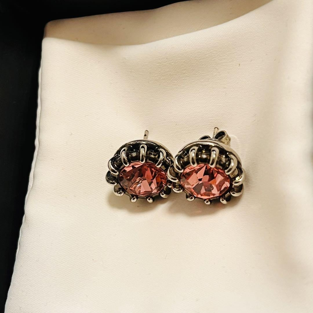 GUCCI Earrings Rhinestone Black Pink Women Accessory Authentic