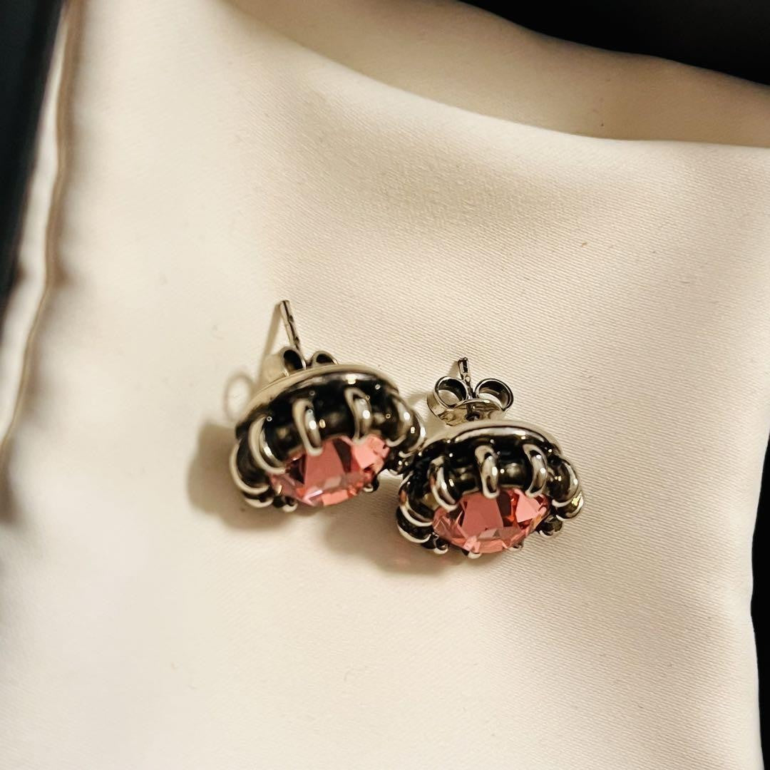 GUCCI Earrings Rhinestone Black Pink Women Accessory Authentic