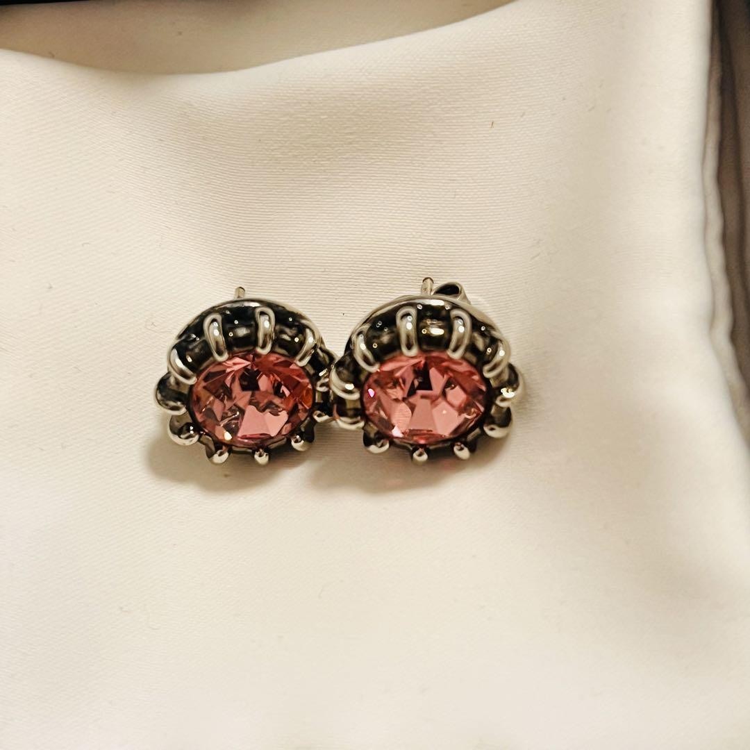 GUCCI Earrings Rhinestone Black Pink Women Accessory Authentic