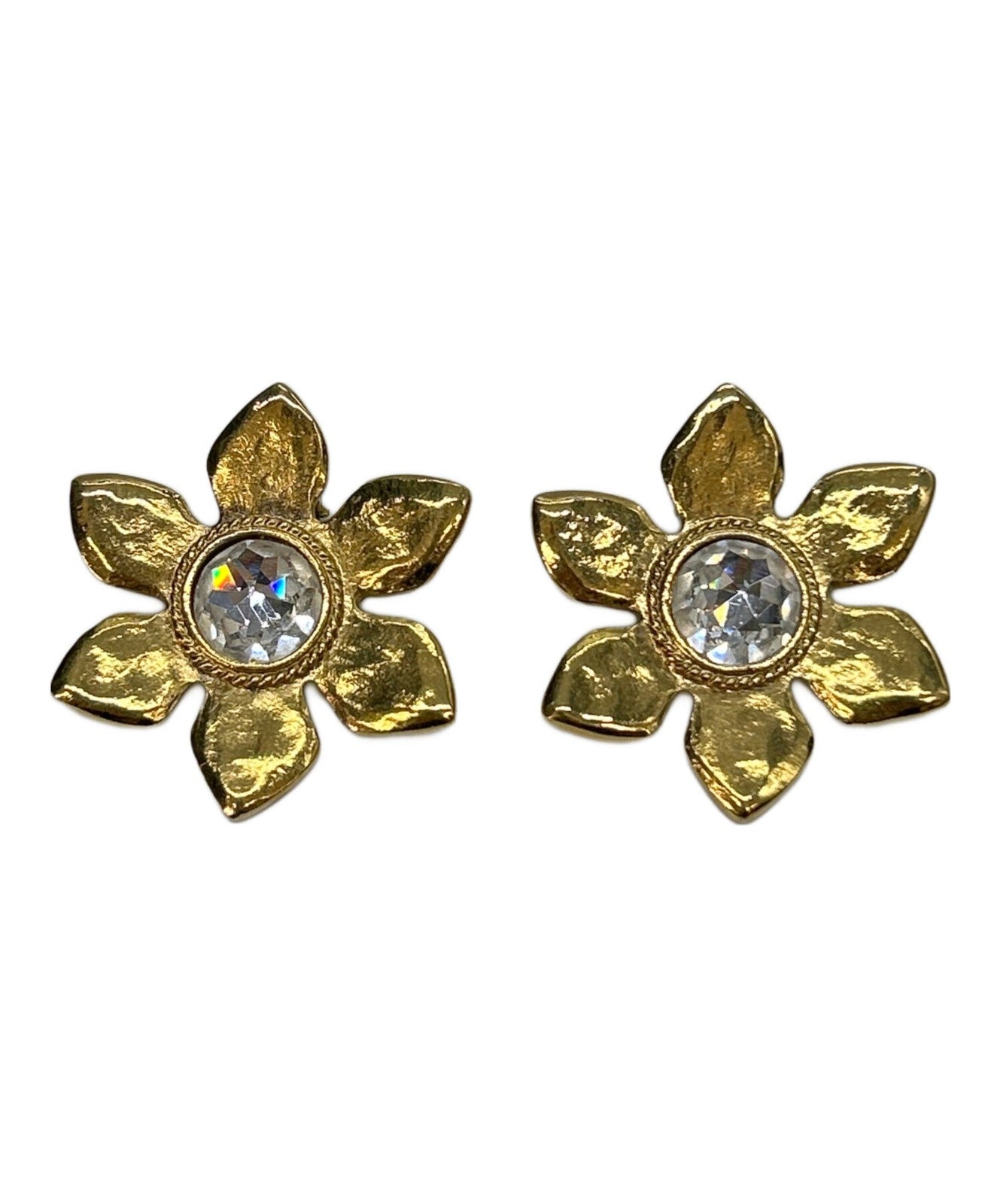 Saint Laurent Earrings Flower YSL Cassandra Gold Authentic