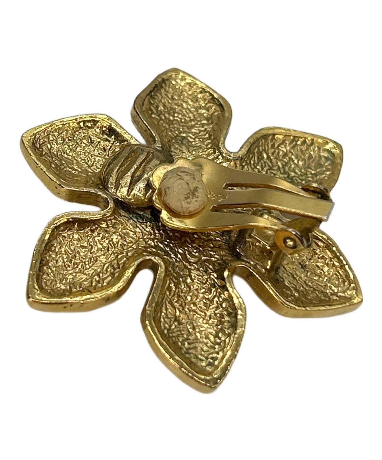 Saint Laurent Earrings Flower YSL Cassandra Gold Authentic