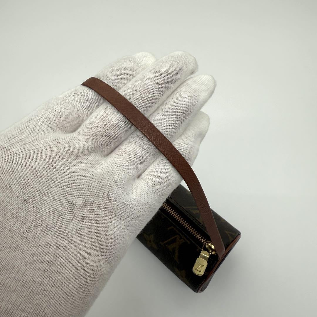 Louis Vuitton Accessory Pouch Hand Pouch Monogram Canvas Leather Brown Authentic
